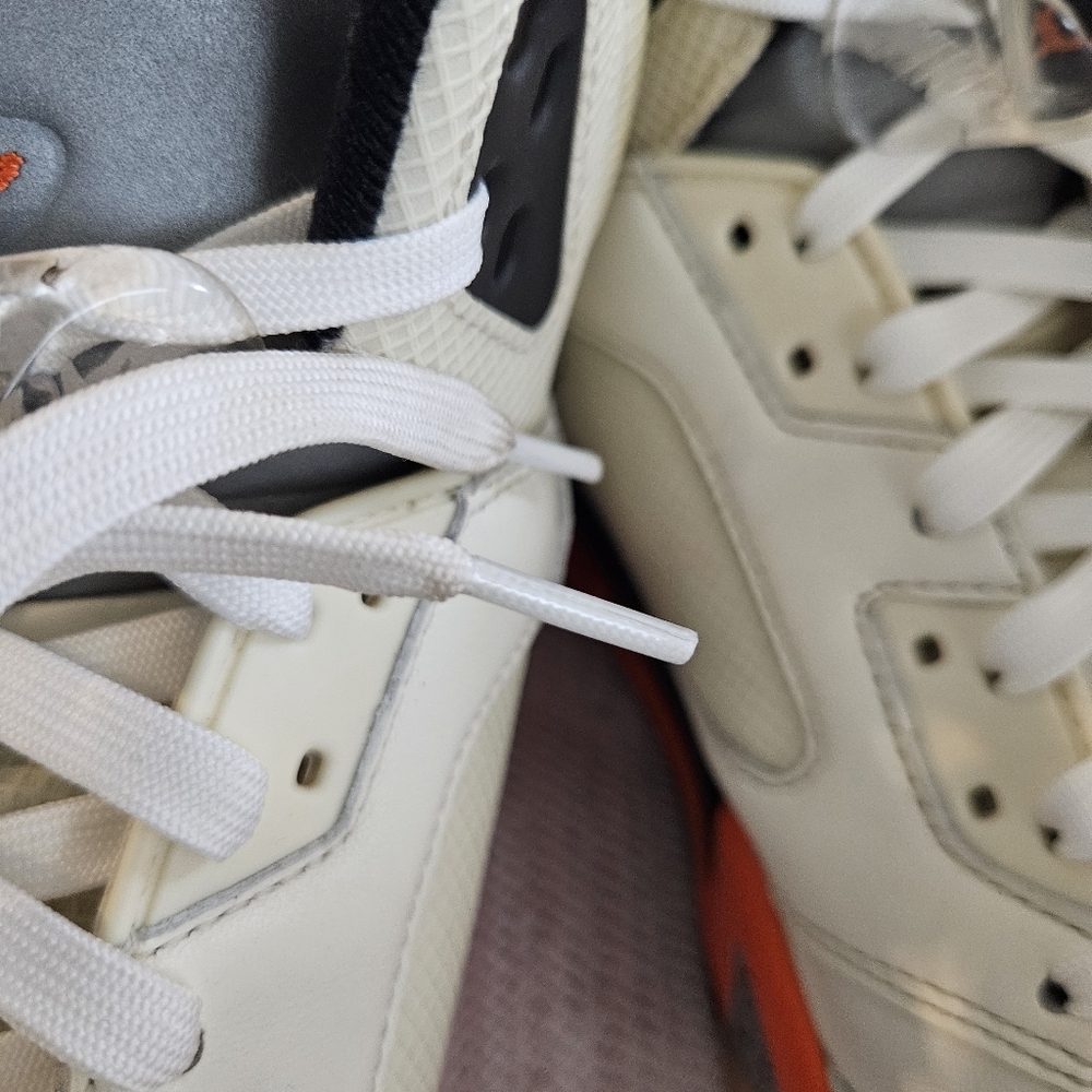 Jordan 5 Men's White and Orange Sneakers Size 14 - Picture 9 of 16